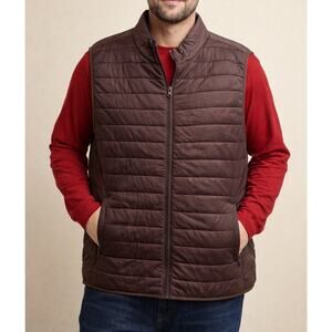 Saddlebred Mens Brown Packable Vest Full Zip Hiking Puffer Size 2XLarge ~ EUC